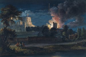 Castelo de Windsor de Datchet Lane em uma noite de alegria, 1768 de Paul Sandby